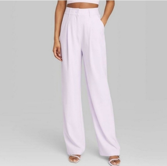 NWT Wild Fable Light Violet High-Rise Wide Leg Trousers Size 2 - Picture 3 of 16